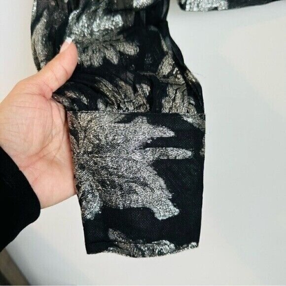 Karina Grimaldi Daniela Jaquard Print-Black Flower Metal Size Small NWT - Picture 6 of 12